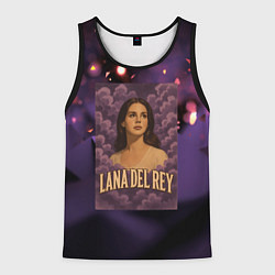 Майка-безрукавка мужская Lana Del Rey в фиолетовых облаках, цвет: 3D-черный