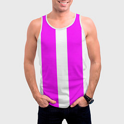 Майка-безрукавка мужская Color white pink line, цвет: 3D-белый — фото 2