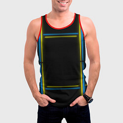 Майка-безрукавка мужская Neon yellow blue, цвет: 3D-красный — фото 2