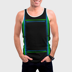 Майка-безрукавка мужская Neon green light blue, цвет: 3D-белый — фото 2