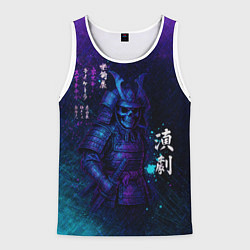 Майка-безрукавка мужская Неоновый призрачный самурай, цвет: 3D-белый