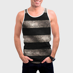 Майка-безрукавка мужская Черно-белая тельняшка текстура, цвет: 3D-белый — фото 2
