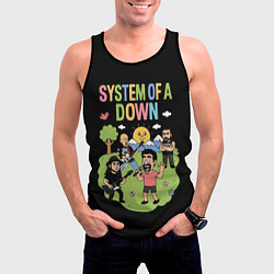 Майка-безрукавка мужская System of a Down мультяшный, цвет: 3D-черный — фото 2