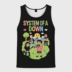 Мужская майка без рукавов System of a Down мультяшный