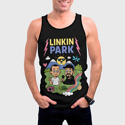 Майка-безрукавка мужская Линкин Парк мультяшный стиль, цвет: 3D-черный — фото 2