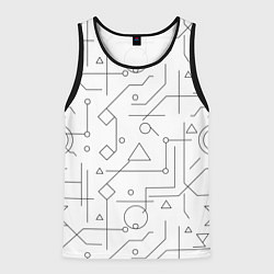 Майка-безрукавка мужская Техно-Геометрия на белое, цвет: 3D-черный