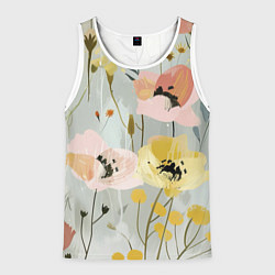 Майка-безрукавка мужская Цветы и цветочки, цвет: 3D-белый