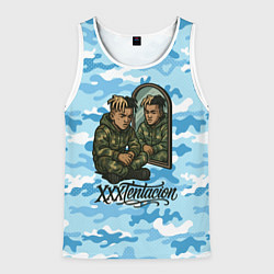 Майка-безрукавка мужская XXXTentacion сидит рядом с зеркалом, цвет: 3D-белый