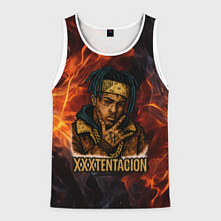 Мужская майка без рукавов XXXTentacion на фоне огня