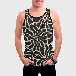 Майка-безрукавка мужская Цветы black pattern, цвет: 3D-черный — фото 2