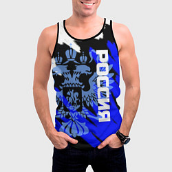 Майка-безрукавка мужская Россия чёрно-синий штрихи, цвет: 3D-черный — фото 2