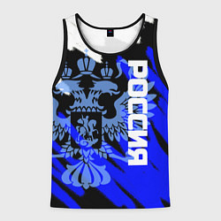 Майка-безрукавка мужская Россия чёрно-синий штрихи, цвет: 3D-черный