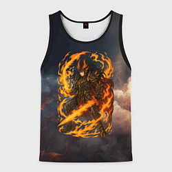 Майка-безрукавка мужская Герой аниме дракон с огненным мечем, цвет: 3D-черный