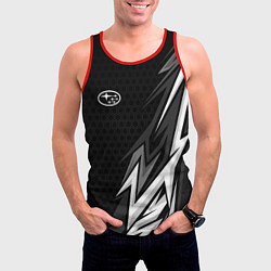 Майка-безрукавка мужская Subaru - монохромный черный, цвет: 3D-красный — фото 2