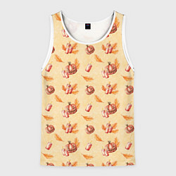 Мужская майка без рукавов Хеллоуин с тыквой и листьями