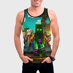 Майка-безрукавка мужская Майнкрафт - исследование территории, цвет: 3D-черный — фото 2