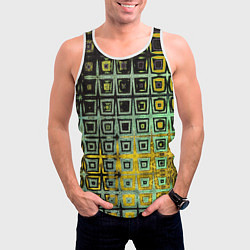 Майка-безрукавка мужская Абстрактная зелено-черная текстура, цвет: 3D-белый — фото 2