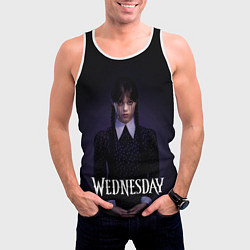 Майка-безрукавка мужская Уэнсдэй в черных слезах Wednesday, цвет: 3D-белый — фото 2