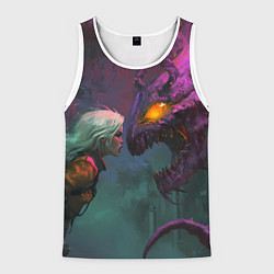 Мужская майка без рукавов Цири и чудовище смотрят друг на друга