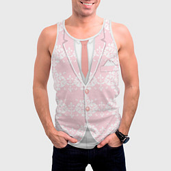 Майка-безрукавка мужская Бледно-розовый пиджак с узором, цвет: 3D-белый — фото 2