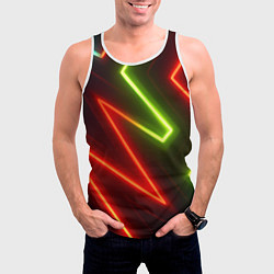 Майка-безрукавка мужская Неоновые разноцветные кислотные линии, цвет: 3D-белый — фото 2