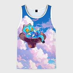 Мужская майка без рукавов Tiger Derpy in the clouds