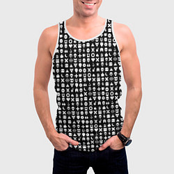 Майка-безрукавка мужская Любовь смерть и роботы, глитч символ паттерн, цвет: 3D-белый — фото 2