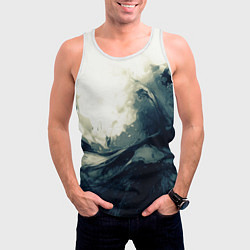 Майка-безрукавка мужская Чёрно-синие абстрактные краски, цвет: 3D-белый — фото 2