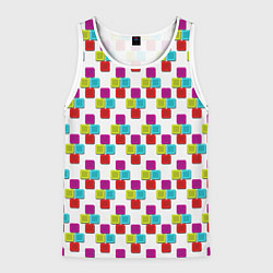 Мужская майка без рукавов Цветные блоки на белом