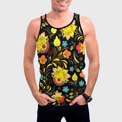 Майка-безрукавка мужская Хохлома узор, цвет: 3D-черный — фото 2