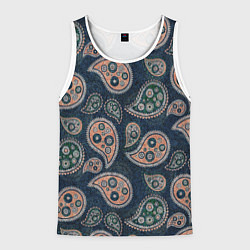 Майка-безрукавка мужская Индийский деним, цвет: 3D-белый