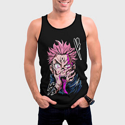 Майка-безрукавка мужская Итадори с Сукуна на руке, цвет: 3D-черный — фото 2