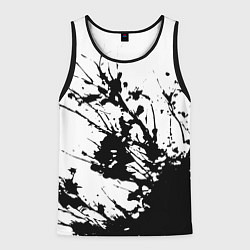 Мужская майка без рукавов Чёрная взрывная краска на белом