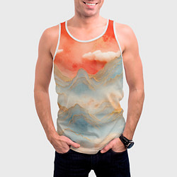 Майка-безрукавка мужская Японский пейзаж, цвет: 3D-белый — фото 2