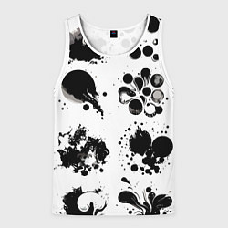 Мужская майка без рукавов Чёрно-белые кляксы - абстракция