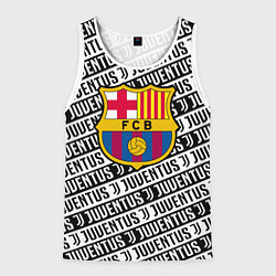 Майка-безрукавка мужская Барселона х Ювентус паттерн, цвет: 3D-белый