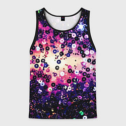 Майка-безрукавка мужская Абстракция фиолетовые пайетки имитация, цвет: 3D-черный