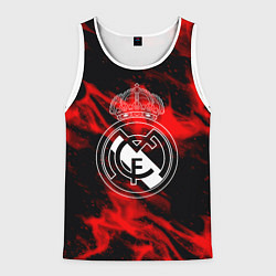 Майка-безрукавка мужская Real Madrid красный огонь, цвет: 3D-белый