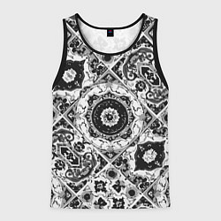 Майка-безрукавка мужская Узоры калейдоскопа черно-белые, цвет: 3D-черный