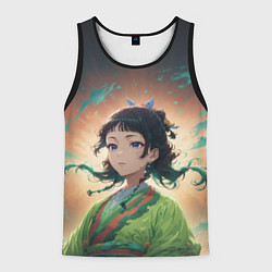 Майка-безрукавка мужская Маомао на фоне облаков, цвет: 3D-черный