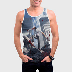 Майка-безрукавка мужская Denji in city Chainsaw man, цвет: 3D-белый — фото 2