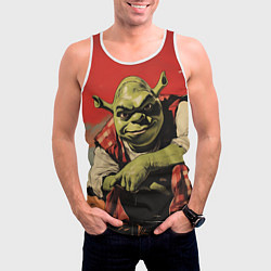 Майка-безрукавка мужская Шрек на фоне природы, цвет: 3D-белый — фото 2
