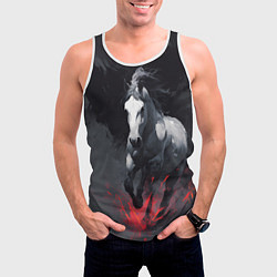 Майка-безрукавка мужская Белая лошадь на фоне мазков краски, цвет: 3D-белый — фото 2