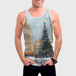 Майка-безрукавка мужская Новогодняя Москва, цвет: 3D-белый — фото 2