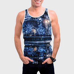 Майка-безрукавка мужская Новогодняя ночная Москва, цвет: 3D-белый — фото 2