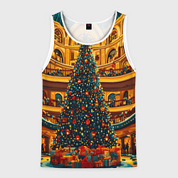 Майка-безрукавка мужская Московская новогодняя елка, цвет: 3D-белый