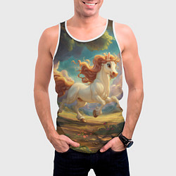 Майка-безрукавка мужская Белая мультяшная лошадка, цвет: 3D-белый — фото 2