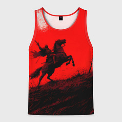 Майка-безрукавка мужская Всадник на коне - красный фон, цвет: 3D-красный