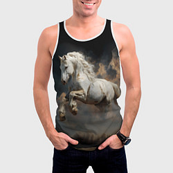 Майка-безрукавка мужская Белая лошадь из бури, цвет: 3D-белый — фото 2