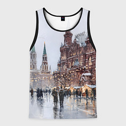 Майка-безрукавка мужская Московский новогодний день, цвет: 3D-черный